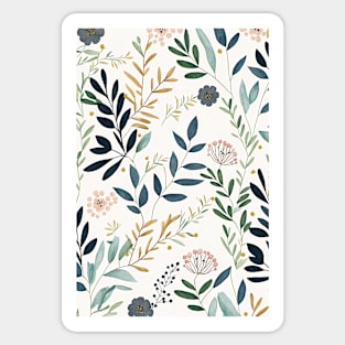 Floral Garden Botanical Print with Leaves Sticker